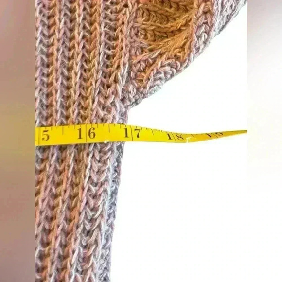 American Eagle Pink Gray Marled Chunky Knit Button Front Cardigan Medium Pockets - Picture 7 of 9